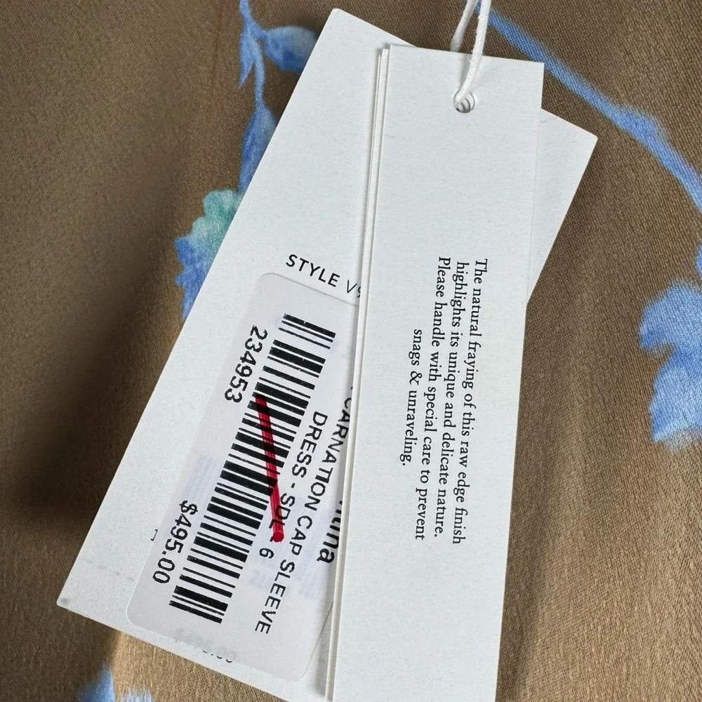 $495 Vince Womens Valentina Sea Carnation Cap Sleeve Long Dress Sz 6 - Picture 6 of 8